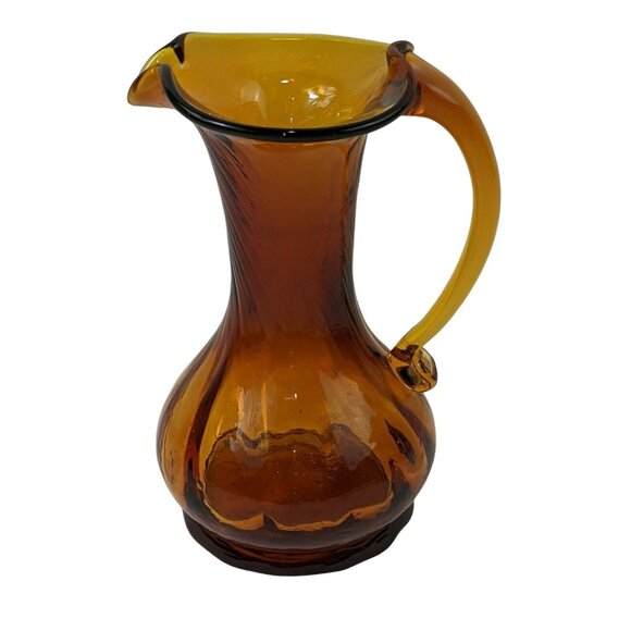 MID CENTURY Amber Glass Hand Blown Cruet art glass C39 - Picture 5 of 7
